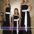 Sheath Strapless Natural Waist Spaghetti Straps Chiffon Black Bridesmaid Dresses