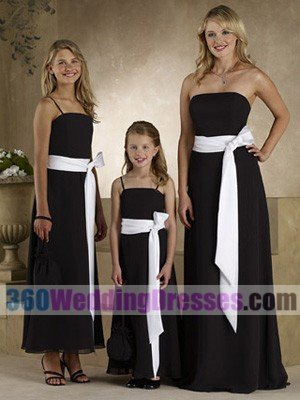 Sheath Strapless Natural Waist Spaghetti Straps Chiffon Black Bridesmaid Dresses
