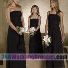 Sheath Strapless Natural Waist Spaghetti Straps Chiffon Black Bridesmaid Dresses