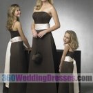 A-Line Strapless Natural Waist Satin Chocolate Bridesmaid Dresses