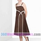 A-Line Scoop No Waist/Princess Seams Spaghetti Straps Tea Length Satin Cheap Bridesmaid Dresses