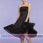 A-Line Strapless Natural Waist Tea Length Satin Black Bridesmaid Dresses