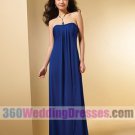 Sheath Strapless No Waist/Princess Seams Long Pleated Chiffon Blue Bridesmaid Dresses