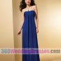 Sheath Strapless No Waist/Princess Seams Long Pleated Chiffon Blue Bridesmaid Dresses
