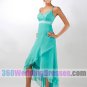 A-Line Scoop Empire Waist Spaghetti Straps Tea Length Chiffon Blue Bridesmaid Dresses