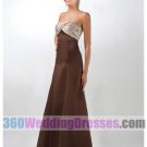 A-Line Strapless Empire Waist Long Satin Modern Bridesmaid Dresses
