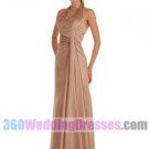 Sheath Halter Natural Waist Tank Long Pleated Satin Modern Bridesmaid Dresses