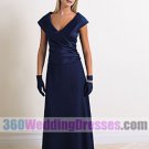 Sheath V-Neck No Waist/Princess Seams Tank Long Satin Blue Bridesmaid Dresses