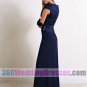 Sheath V-Neck No Waist/Princess Seams Tank Long Satin Blue Bridesmaid Dresses