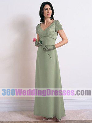 Sheath V-Neck Empire Waist Cap Sleeves Satin Bridesmaid Dresses