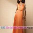 Sheath Halter Natural Waist Tank Long Satin Orange Bridesmaid Dresses