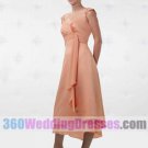 A-Line Scoop Empire Waist Tank Tea Length Chiffon Bridesmaid Dresses