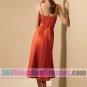 Sheath Scoop Natural Waist Spaghetti Straps Tea Length Satin Cheap Bridesmaid Dresses