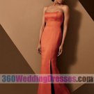 Mermaid Scoop Empire Waist Spaghetti Straps Satin Orange Bridesmaid Dresses
