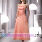 A-Line Strapless Natural Waist Tea Length Satin Cheap Bridesmaid Dresses