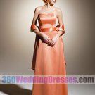 Sheath Strapless Natural Waist Satin Orange Bridesmaid Dresses