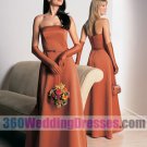 A-Line Strapless Natural Waist Long Satin Cheap Bridesmaid Dresses