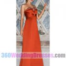 Sheath Strapless Empire Waist Long Satin Orange Bridesmaid Dresses