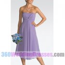 A-Line Strapless Empire Waist Tea Length Chiffon Cheap Bridesmaid Dresses