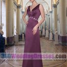 A-Line V-Neck Natural Waist Tank Long Satin Elegant Bridesmaid Dresses