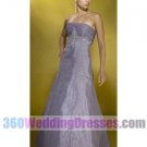 A-Line Strapless Empire Waist Long Organza Purple Bridesmaid Dresses