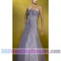 A-Line Strapless Empire Waist Long Organza Purple Bridesmaid Dresses