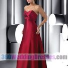 A-Line Sweetheart Empire Waist Long Satin Red Bridesmaid Dresses