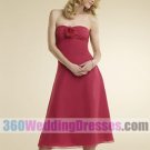 A-Line Strapless Empire Waist Tea Length Chiffon Cheap Bridesmaid Dresses