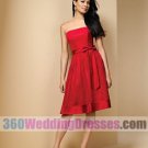 A-Line Strapless Natural Waist Short Satin Cheap Bridesmaid Dresses