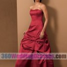 A-Line Strapless No Waist/Princess Seams Satin Red Bridesmaid Dresses