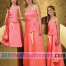 A-Line Strapless No Waist/Princess Seams Long Satin Red Bridesmaid Dresses