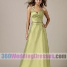 Sheath Halter Natural Waist Taffeta Green Bridesmaid Dresses