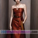 A-Line Strapless Natural Waist Tea Length Taffeta Cheap Bridesmaid Dresses