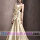 Mermaid Strapless Dropped Waist Satin GoldYellow Bridesmaid Dresses