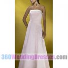 A-Line Strapless No Waist/Princess Seams Long Satin WhiteCream Bridesmaid Dresses