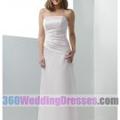 A-Line Strapless No Waist/Princess Seams Long Satin WhiteCream Bridesmaid Dresses