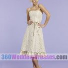 A-Line Strapless Natural Waist Tea Length Taffeta Bridesmaid Dresses