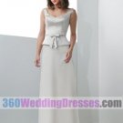 Sheath V-Neck Natural Waist Tank Long Satin WhiteCream Bridesmaid Dresses