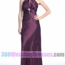Sheath Halter Empire Waist Spaghetti Straps Satin Purple Evening Dresses