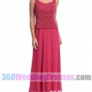 Sheath Scoop Dropped Waist Tank Tea Length Chiffon Red Evening Dresses