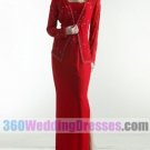 Sheath Strapless Dropped Waist Chiffon Red Evening Dresses