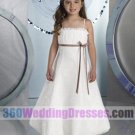 A-Line Scoop Empire Waist Spaghetti Straps Long Lace Cheap Flower Girl Dresses