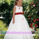 A-Line Jewel No Waist/Princess Seams Tank Long Zippered Back Satin Cheap Flower Girl Dresses