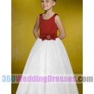 A-Line Jewel Natural Waist Tank Long Satin Cheap Flower Girl Dresses