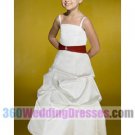 A-Line Scoop Natural Waist Tank Long Satin Cheap Flower Girl Dresses