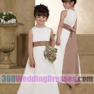 A-Line Jewel Natural Waist Tank Long Satin Cheap Flower Girl Dresses