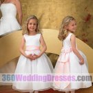 Princess/Ball Gown Bateau Natural Waist Tank Tea Length Satin Cheap Flower Girl Dresses