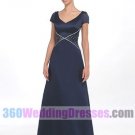 A-Line V-Neck No Waist/Princess Seams Cap Sleeves Satin Mother of The Bride Dresses