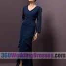 Sheath V-Neck Dropped Waist Long Sleeves Long Chiffon Mother of The Bride Dresses