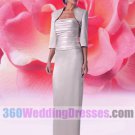 Sheath Strapless Dropped Waist 3/4 Length Sleeves Long Ruched Satin Mother of The Bride Dresses